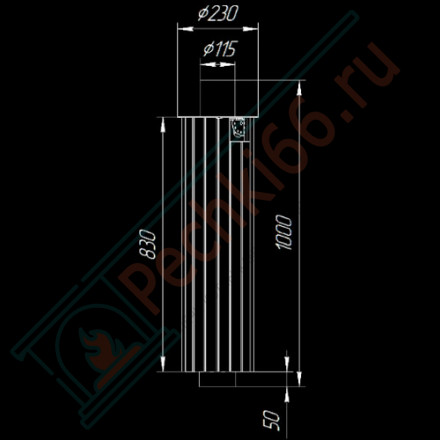 Дымоход - конвектор Жадеит перенесённый рисунок, d-115, L=1000 мм (Feringer)