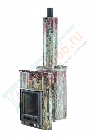 Дровяная банная печь Ферингер Малютка ПФ "Жадеит + Россо Леванте" до 18 м³