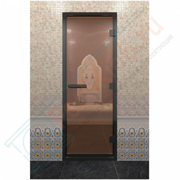 Дверь для хамама в черном профиле, бронза 2000x700 мм (DoorWood) в Красноярске