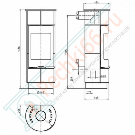 Печь-камин Cadis Ceramik, белая (Thorma)