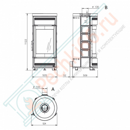 Печь-камин Helga EVO, цвет красный (La Nordica)