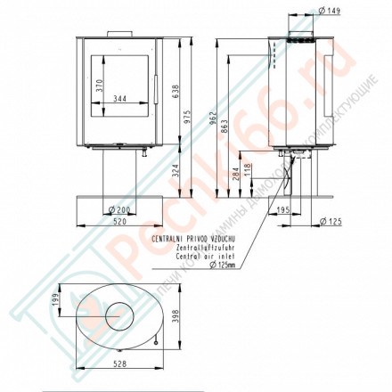 Печь-камин Evora T металл (Romotop)
