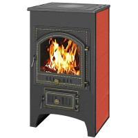 Печь-камин ПК-02-205, с плитой, красный (Везувий)