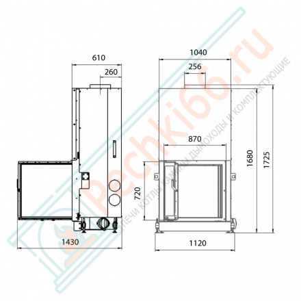 Каминная топка F 900B, черный шамот (Stav)
