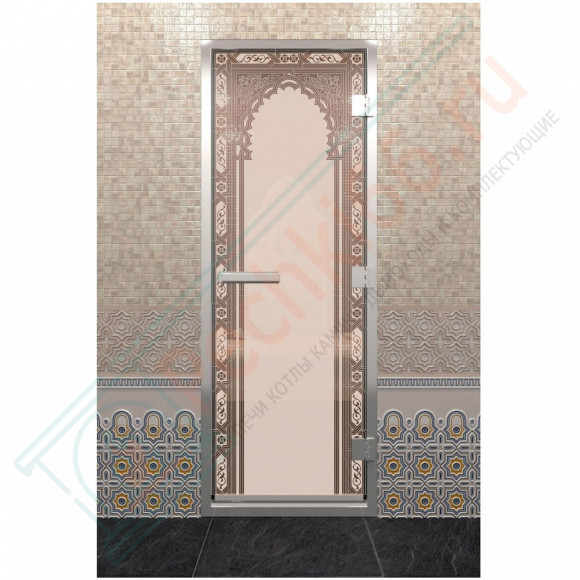 Стеклянная дверь DoorWood «Хамам Восточная Арка Бронза матовая» 200х80 (по коробке)