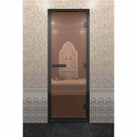 Дверь для хамама в черном профиле, бронза 2000x900 мм (DoorWood)