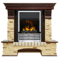 Каминокомплект электрический Pierre Luxe угловой - Темный дуб / Сланец (Высота 1050мм) с очагом Flagstaff (Dimplex)