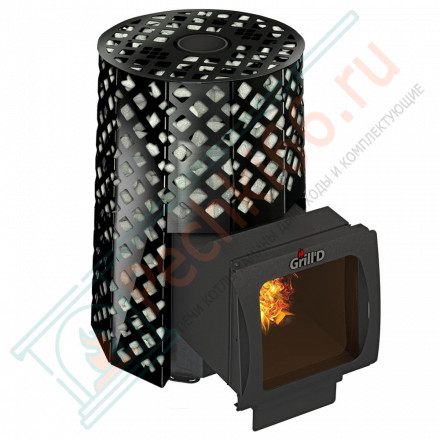 Дровяная банная печь Grill'D Violet Romb Long Window Max (Камень колотый 100 кг)