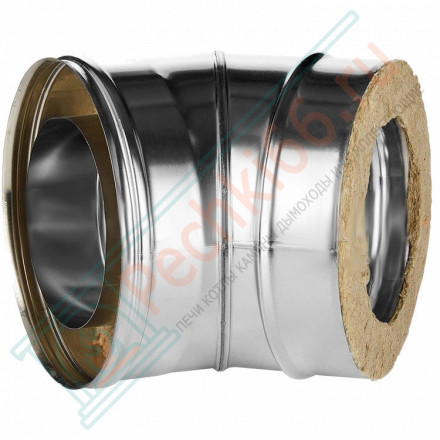 Отвод 45° с изол (НЕРЖ-321/0,8-НЕРЖ-439/0,5) d-115/200 (Дымок-Lux)