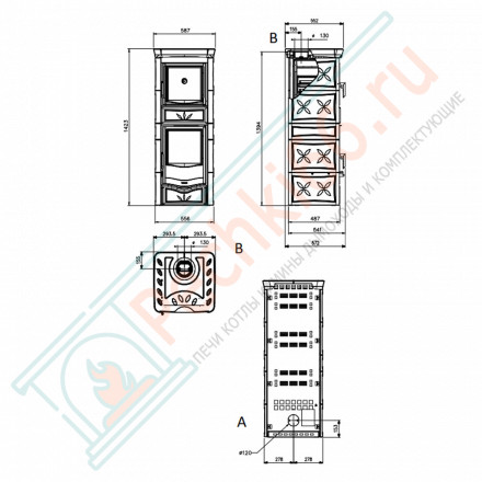 Печь-камин с духовкой Nicoletta Forno, цвет бордовый (La Nordica)