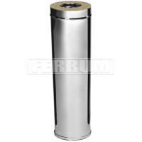 Сэндвич труба для дымохода L=1м (НЕРЖ-430/0,8-ОЦИНК/0,5) d-115/200 (Ferrum HF-Z)