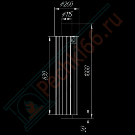 Дымоход - экономайзер Окаменевшее дерево перенесённый рисунок + Россо Леванте, d-115, L=1000 мм (Feringer)