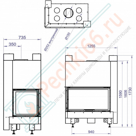 Каминная топка CFR 1000G правая, серый шамот (Stav)