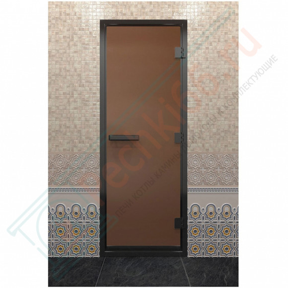 Дверь для хамама в черном профиле, бронза матовая 2000x800 мм (DoorWood) в Красноярске