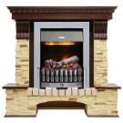 Каминокомплект электрический Pierre Luxe угловой - Темный дуб / Сланец (Высота 1050мм) с очагом Danville Chrome FB2 (Dimplex)