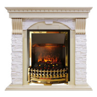 Электрокаминокомплект Dublin - Слоновая кость с патиной / Сланец крем с очагом Atherton