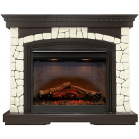 Электрический Каминокомплект Glasgow - Темный дуб/Белый (Высота 1100мм) с очагом Symphony 26'' DF2608-INT