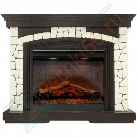 Электрический Каминокомплект Glasgow - Темный дуб/Белый (Высота 1100мм) с очагом Symphony 26'' DF2608-INT