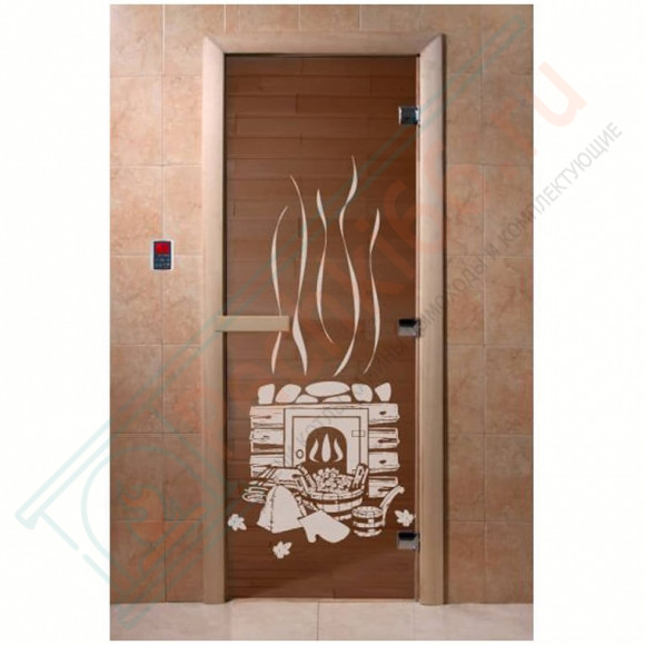 Стеклянная дверь для бани бронза прозрачная "Банька" 1900х700 (DoorWood) в Красноярске