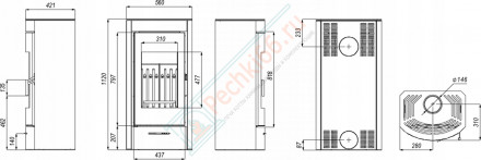 Печь-камин Orti, серая сталь (Defro-Home) 9кВт