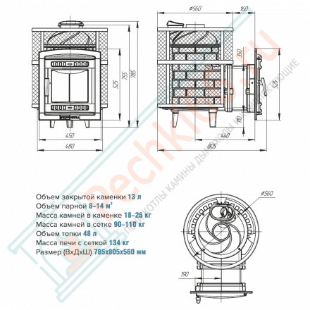 Печь банная Атмосфера-М (Мини) сетка нержавейка (ProMetall)