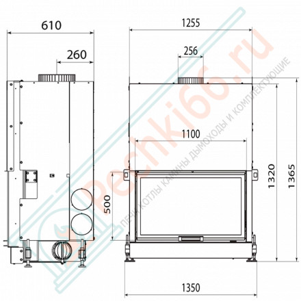 Каминная топка HF 1100G (16:9), серый шамот (Stav)