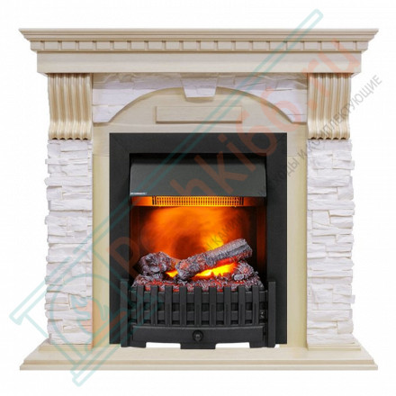 Электрокаминокомплект Dublin - Слоновая кость с патиной / Сланец крем с очагом Danville Black FB2