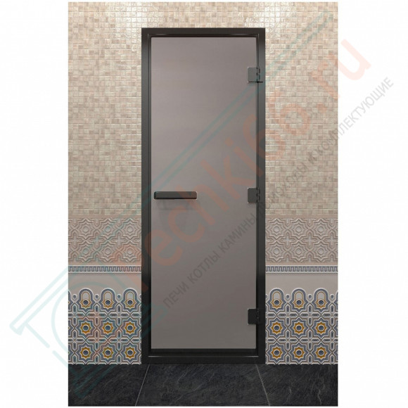 Дверь для хамама в черном профиле, сатин 2000x700 мм (DoorWood) в Красноярске