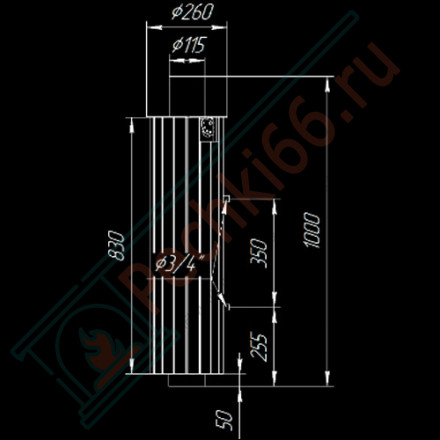 Дымоход с регистром Жадеит + Окаменевшее дерево, d-115, L=1000 мм (Feringer)