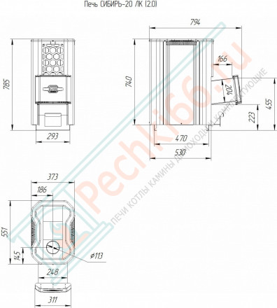 Печь для бани Сибирь-20 ЛК (2.0) (Теплодар)