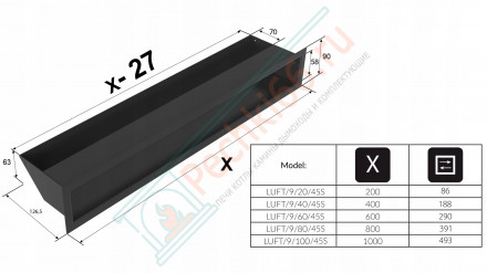 Решетка 9X20 графит LUFT/9/20/45S/G (Kratki)
