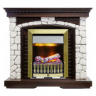 Электрический Каминокомплект Glasgow - Темный дуб / Белый с очагом Danville Antique Brass FB2 Электрический Каминокомплект Glasgow - Темный дуб / Белый с очагом Danville Antique Brass FB2