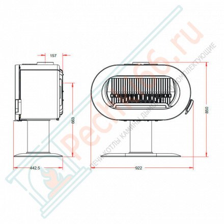 Печь-камин FIFTY SUR ARCHE красная эмаль (INVICTA)
